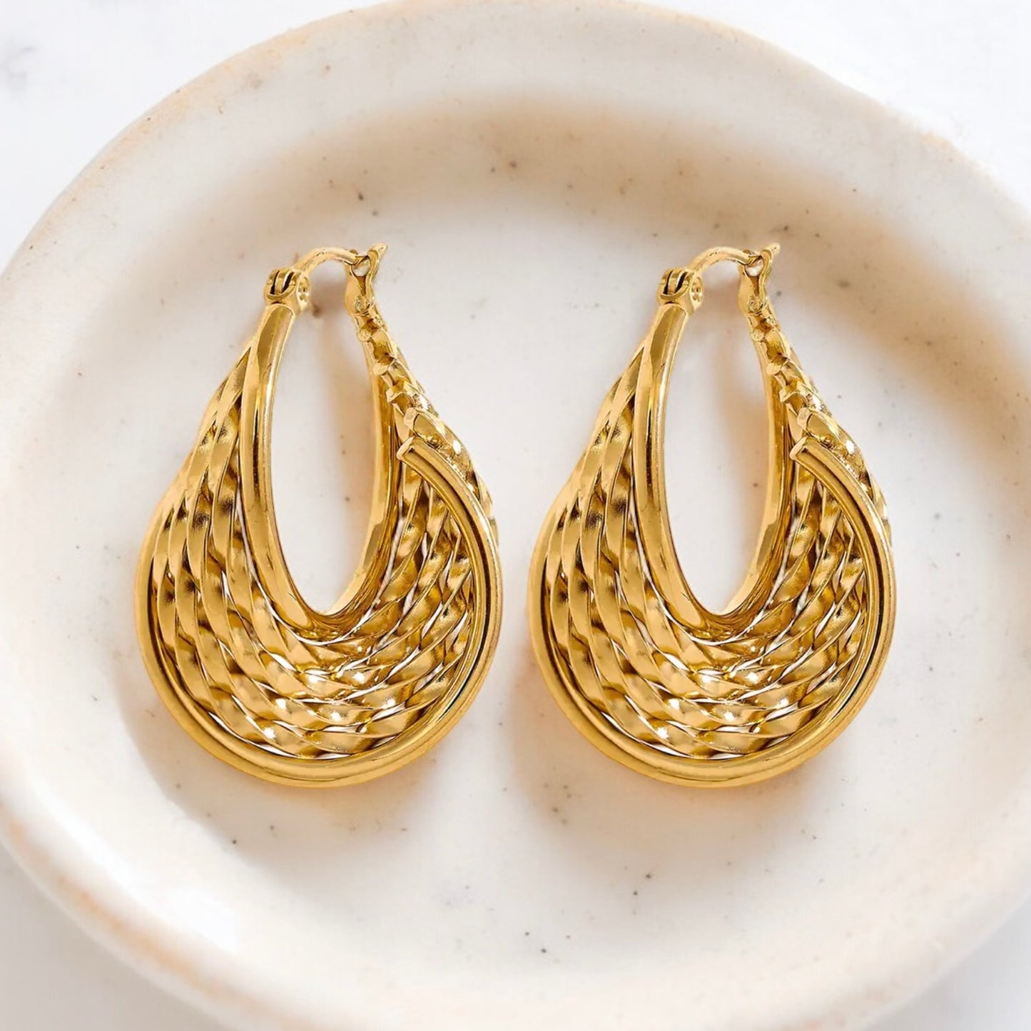 Basket Weave Hoop Earrings