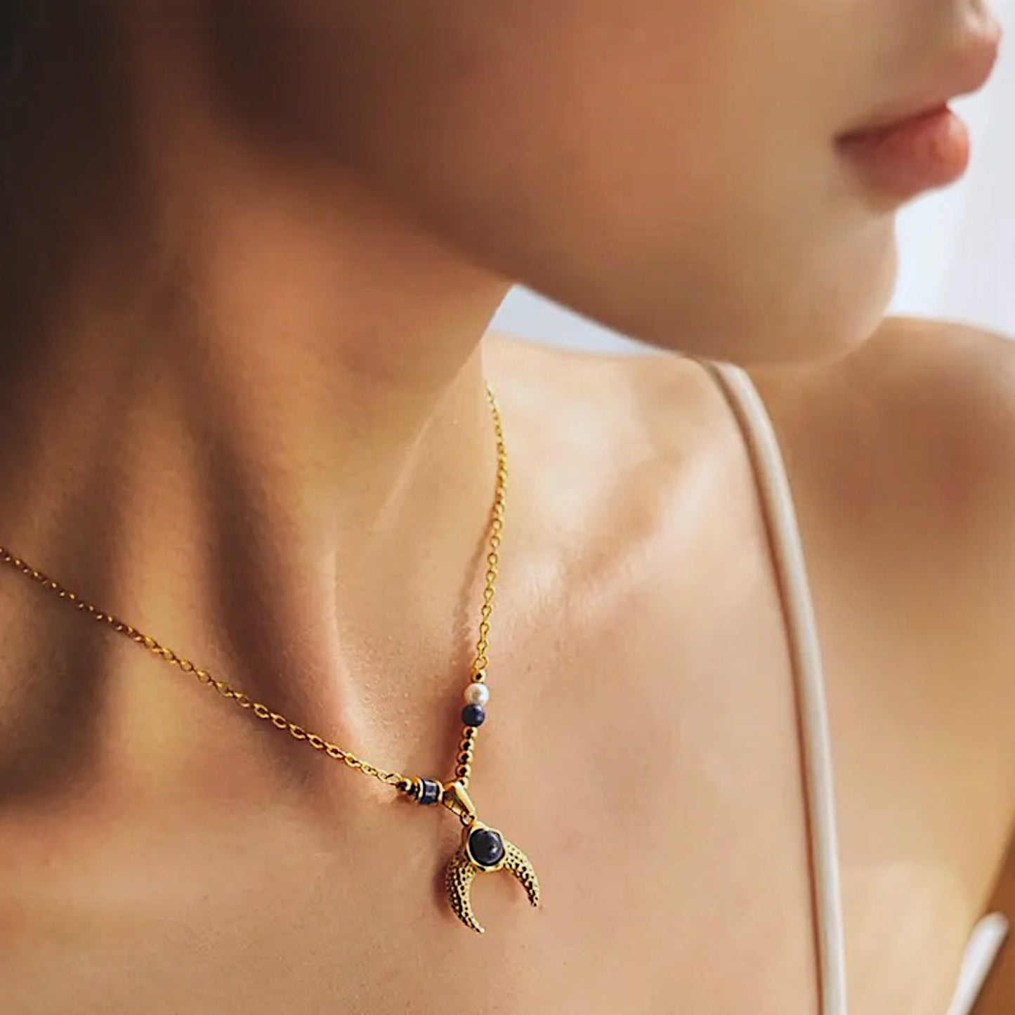 Lapis Moon Necklace